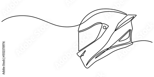 Continuous line drawing representing a motorcycle helmet. Sport Helmet Black Stroke Linear Icon. Continuous line vintage helmet line art vector illustration with background editable stroke.