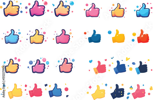 Thumbs Up Vector Icon Silhouette Set,  Like icon Silhouette Isolated On White Background