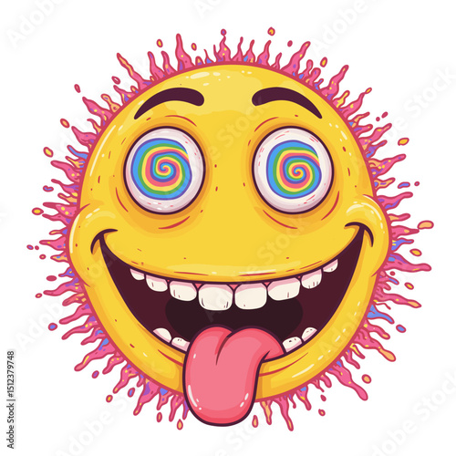 Trippy Psychedelic Smiley Face – Crazy Tongue Out Emoji