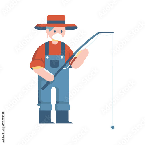 illustration design of a fisherman fishing