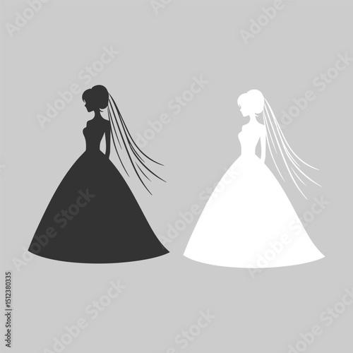 Minimalist bride silhouette. Bride logo icon. Vector illustration
