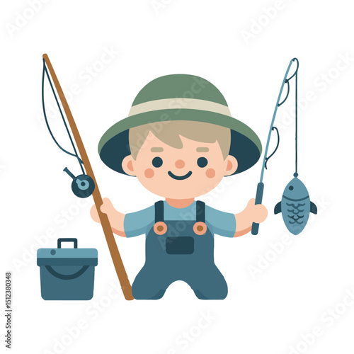 illustration design of a fisherman fishing