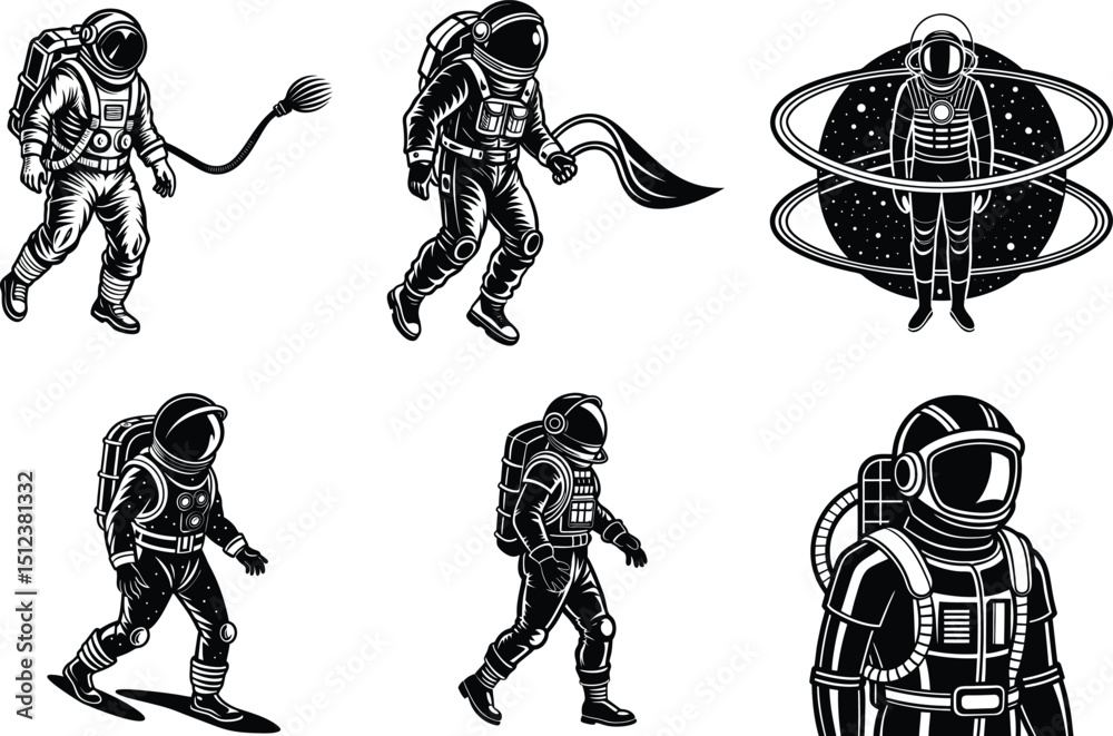 Obraz premium Astronaut Illustrations Space Exploration, Cosmic Adventures, and Lunar Missions
