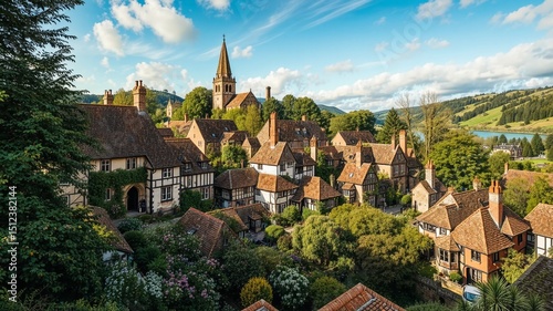 Wallpaper Mural Majestic English Village - Charming Exterior Torontodigital.ca