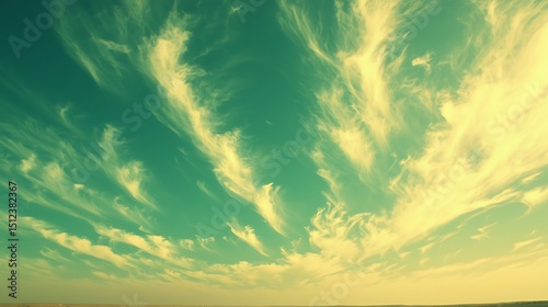 Soft gradient sky transitioning from pale blue to light hues with airy white cloud wisps gently drifting