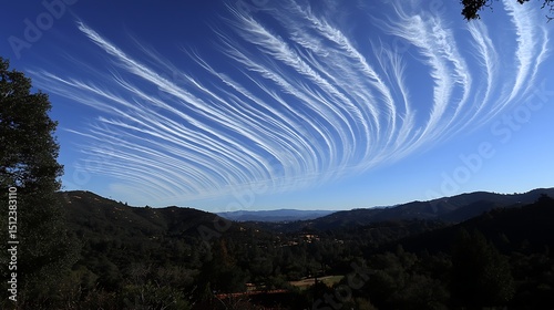Open sky with delicate, soft white clouds scattered evenly, creating a peaceful and airy scene