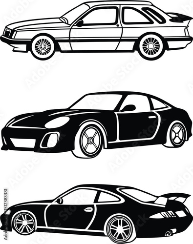 Car Svg Bundle, Retro Car Silhouette Svg, Sports Car Svg, Classic Car Vector, Clipart - Stickers Files, Laser Cut Files, Svg For Cricut
