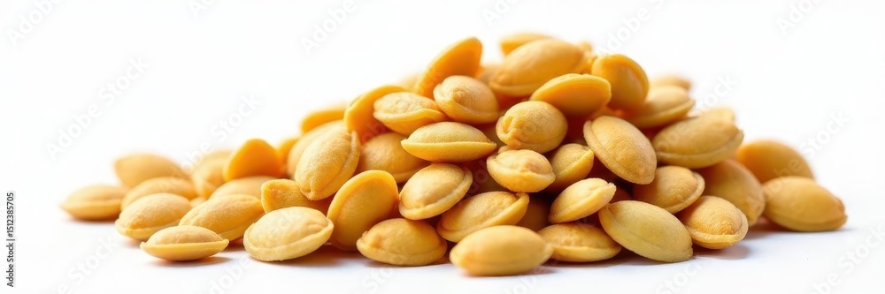 Fototapeta premium A handful of fresh sunflower seeds, isolated on white , seeds, close-up, high resolution