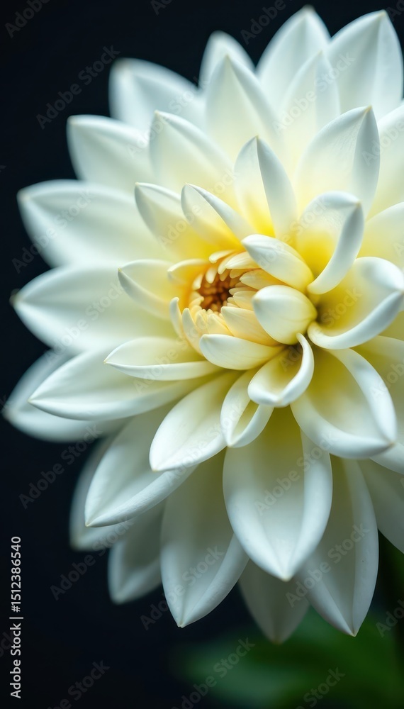 Fototapeta premium Fresh white dahlia petals in high definition macro photography, flowers, closeup