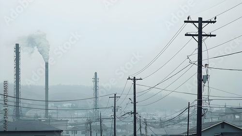 Industrial Cityscape On A Hazy Day