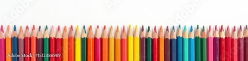 Wallpaper Mural Vibrant spectrum of colored pencils arranged artfully on white background,  drawing pencils,  office supplies,  colorful background Torontodigital.ca