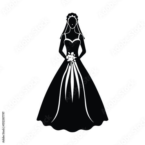 silhouette of Bride in wedding dress
