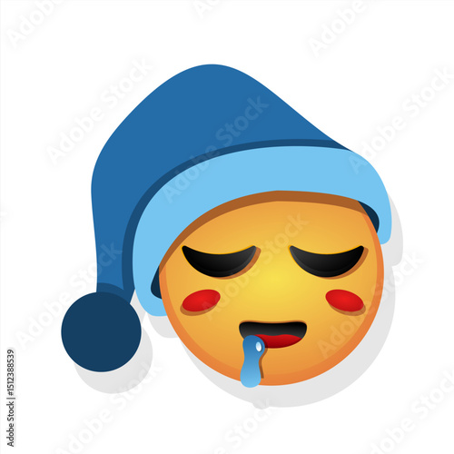 Tired and sleepy  face emoji in flat style