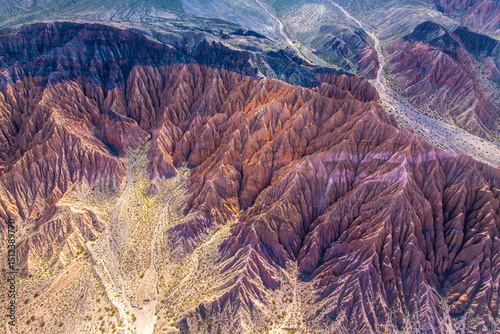 Eroded landscape exhibiting vivid patterns and textures