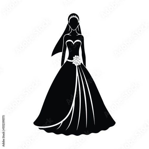 silhouette of Bride in wedding dress