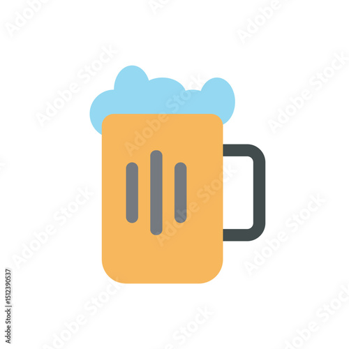 Classic beer mug overflowing with foam, ideal for bar menus, Oktoberfest promotions, and festive designs.