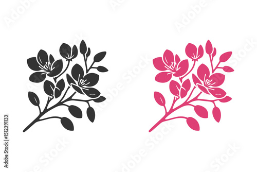 Eastern redbud flower silhouette. Redbud flower logo icon.