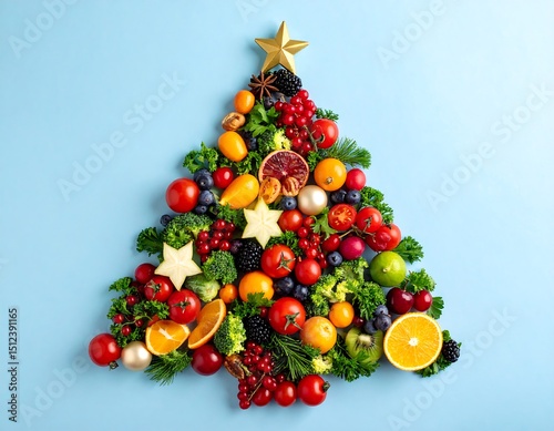 Colorful fruit and vegetable Christmas tree (2)
