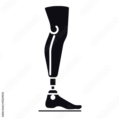 Vector icon of a human and prosthetic legs representing medical technology on transparent background 