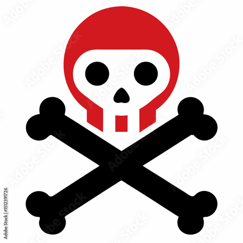 new style crossbones skull death dangerous sign and symbols vector icon on white background