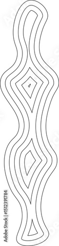 Abstract geometric shape with elongated concentric lines forming a continuous wavy structure.