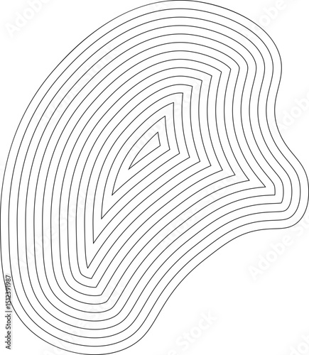 Abstract geometric shape with smooth concentric lines forming a fluid and organic blob structure.