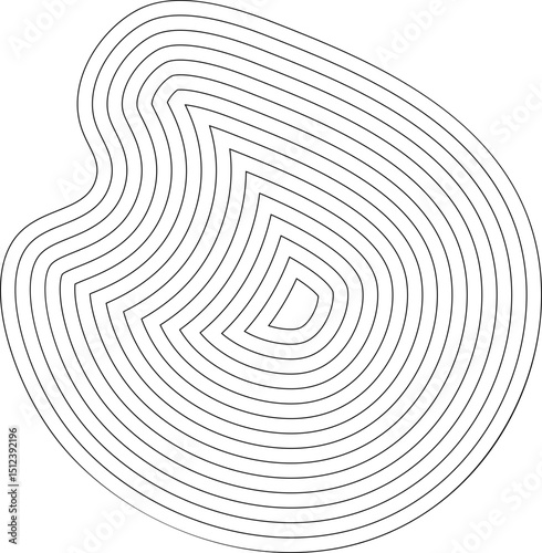 Abstract geometric form with irregular concentric lines creating an organic, fluid pattern.