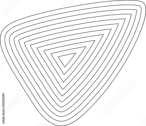 Abstract geometric shape with fluid concentric lines forming an organic, triangular contour.