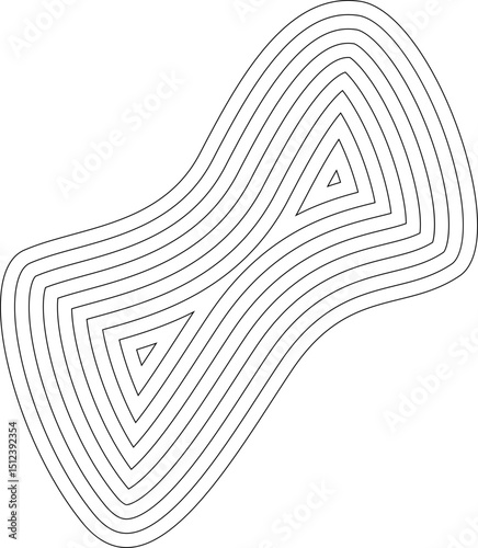 Abstract geometric shape with organic concentric lines forming a minimalistic, fluid blob.