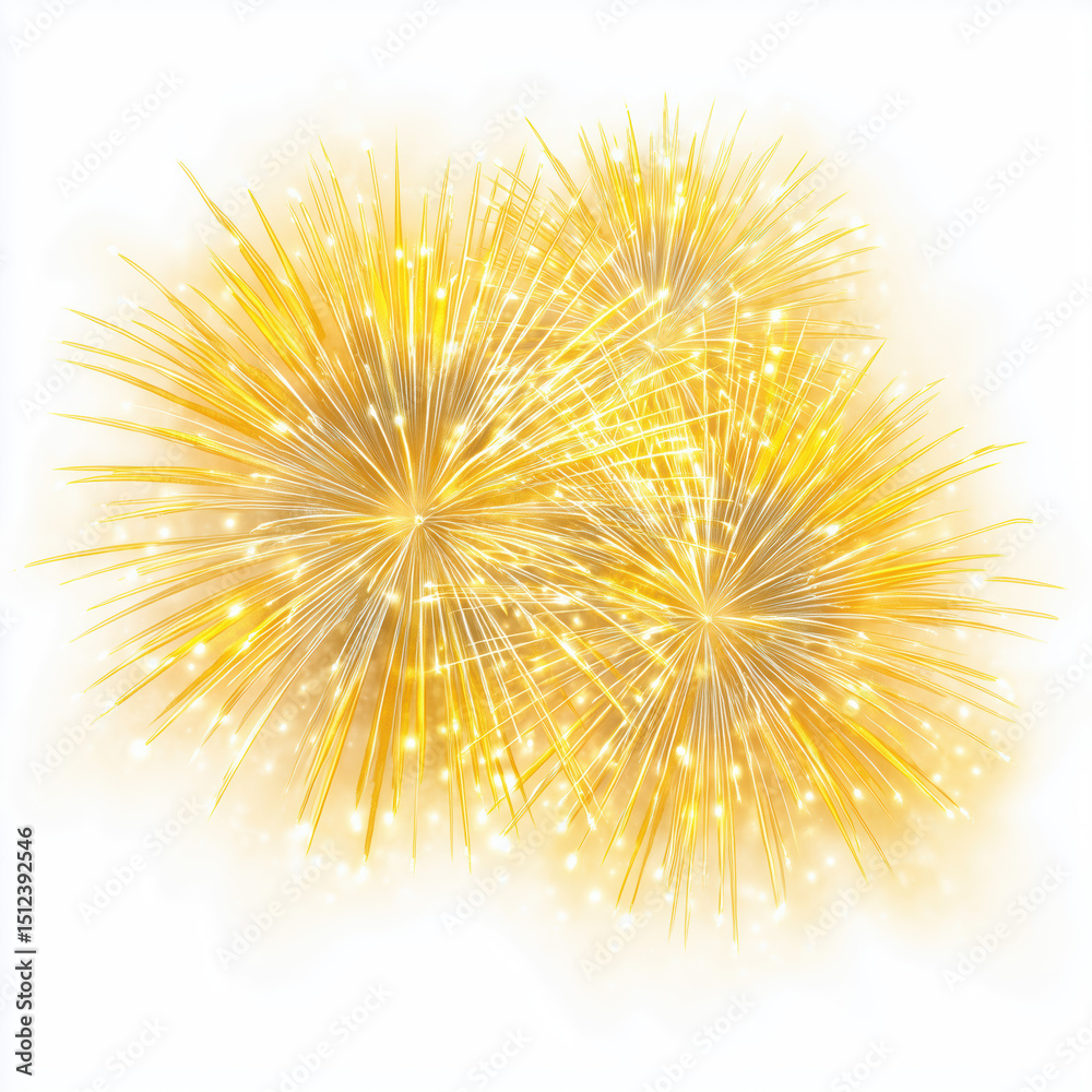 Obraz premium Golden Fireworks Celebration Background , PNG isolated cut out image