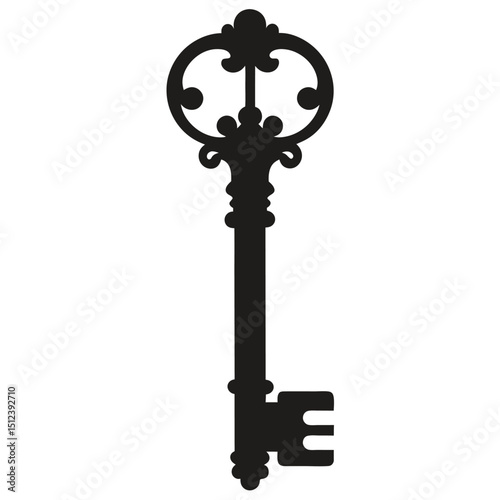 Antique key silhouette vector vintage key icon black
Vintage key vector silhouette old-fashioned key design
