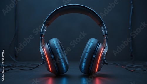 headphones on a red background