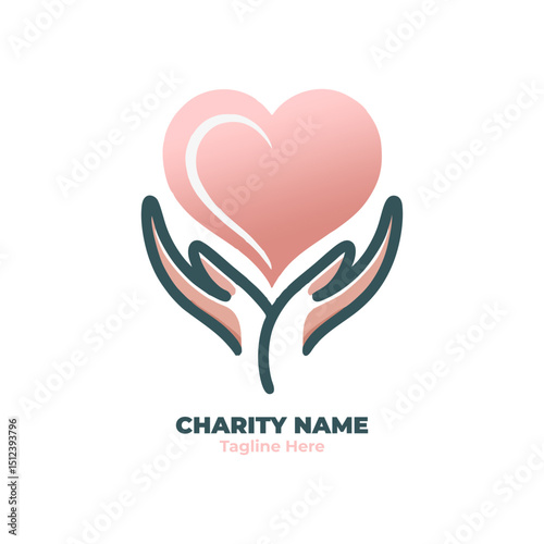 Charity symbol vector for nonprofit donation organization volunteer support fundraising campaign kindness love care outreach help team social act of giving and compassion