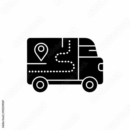 creative details Outline silhouette Delivery truck route map icon vector illustration