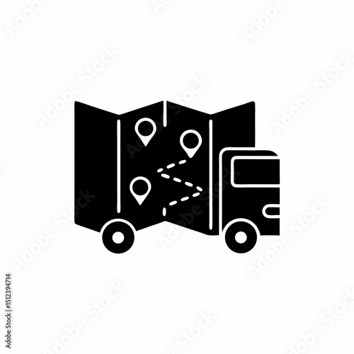 creative details Outline silhouette Delivery truck route map icon vector illustration