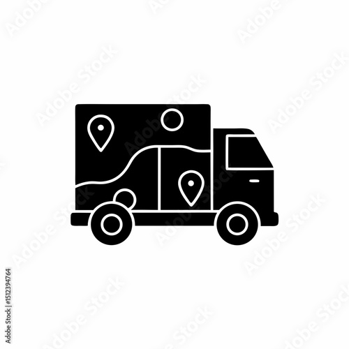creative details Outline silhouette Delivery truck route map icon vector illustration