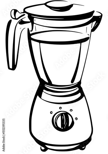 Vector art of Black and white illustration of a blender isolated on white background