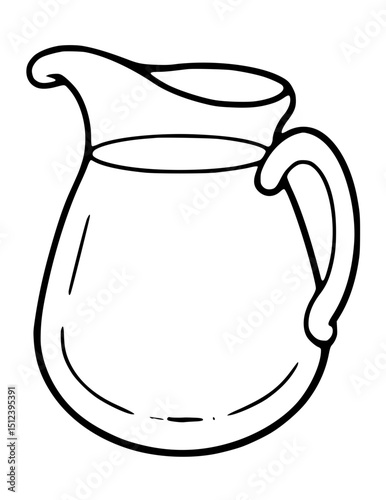 Vector art of Empty pitcher isolated on white background, a simple black and white line drawing