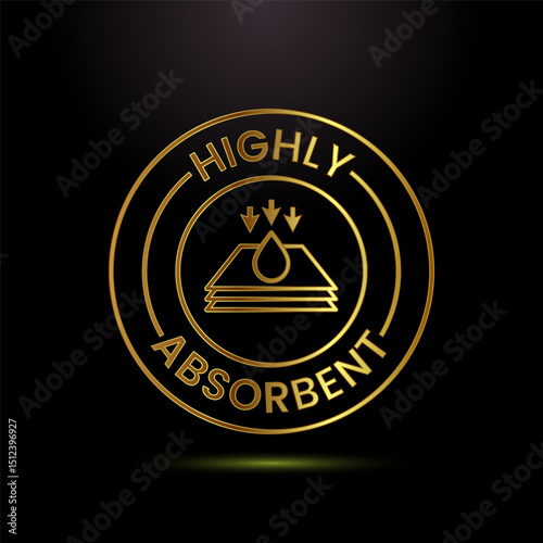 Water absorbent icon design illustration, Water drop absorb sign, symbol in gold color style