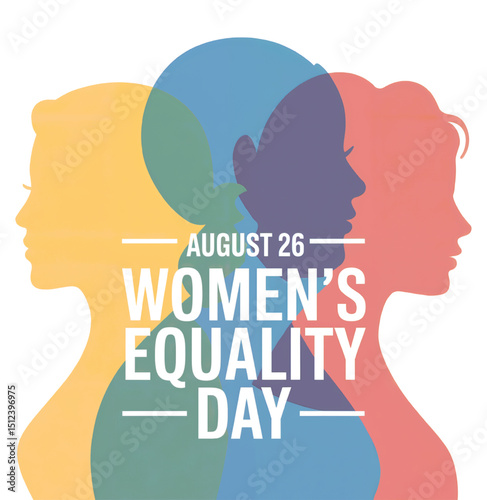Women's equality day with diverse female silhouettes overlaying