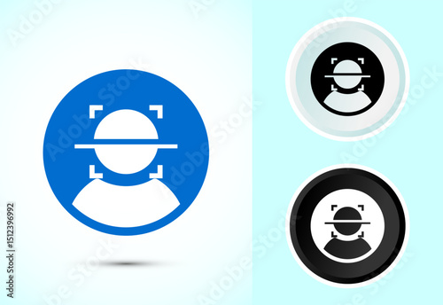 Face recognition icon design illustration, Face scanning sign symbol, biometric icon in color, black and white