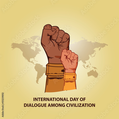 International Day for Dialogue among Civilizations background banner or poster design template. observed every year in June. Holiday concept. Use to any Template, card, poster, placard, template.