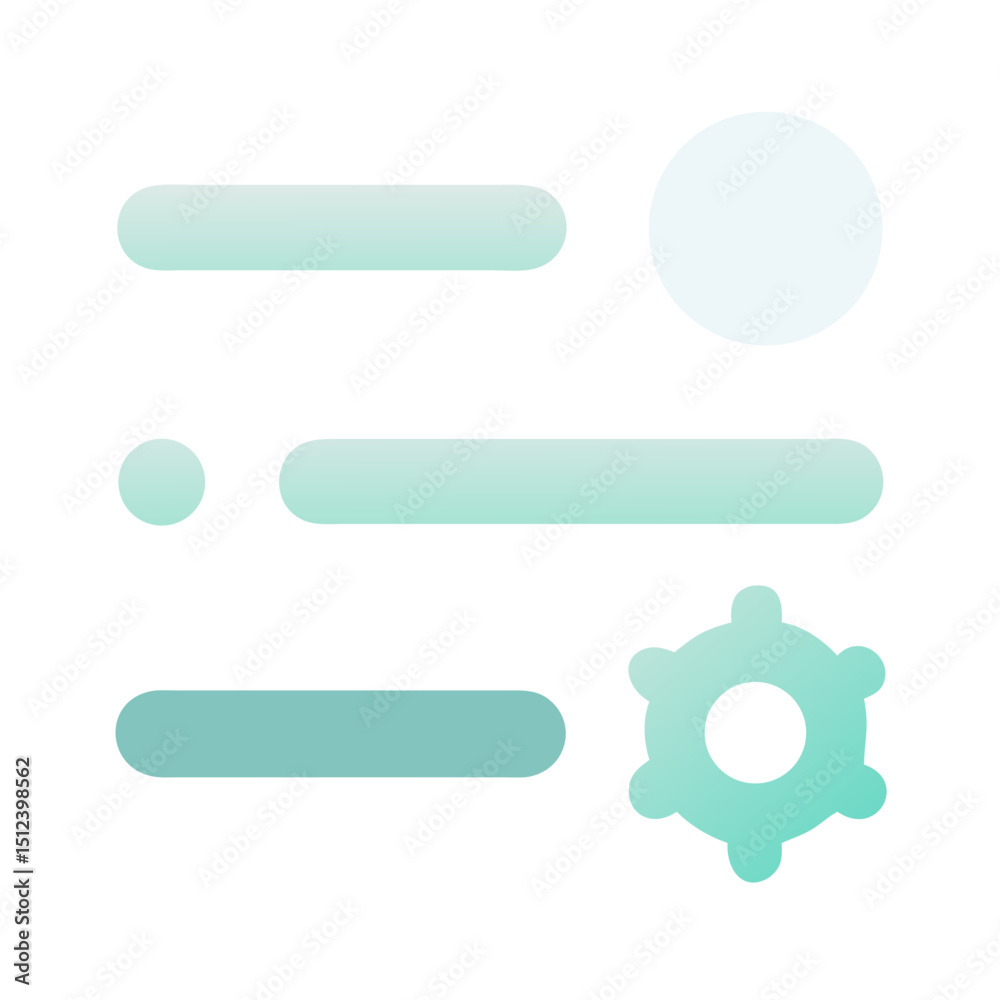 Interface settings icon in minimal pastel style in gradient teal turquoise green blue colour