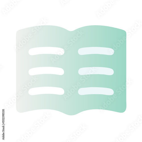 Open book icon in minimal pastel style in gradient teal turquoise green blue colour
