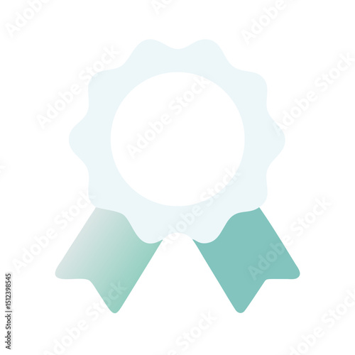 Award ribbon icon in minimal pastel style in gradient teal turquoise green blue colour