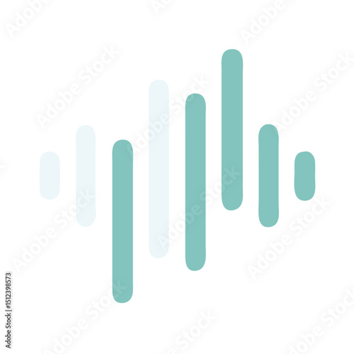 Vertical sound bars icon in minimal pastel style in gradient teal turquoise green blue colour