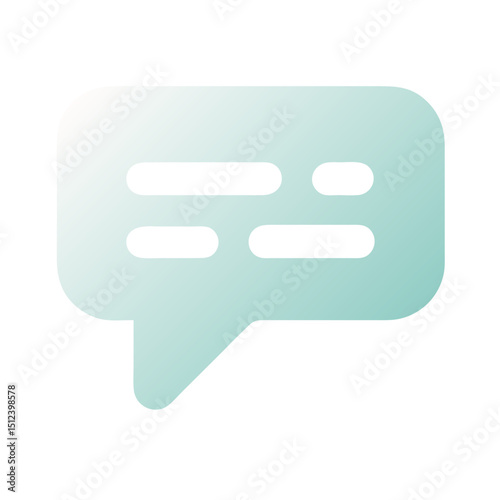 Message icon in minimal pastel style in gradient teal turquoise green blue colour
