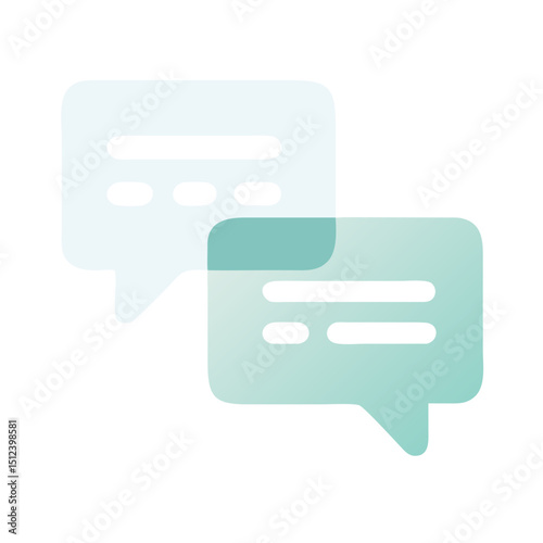 Chat bubbles icon in minimal pastel style in gradient teal turquoise green blue colour