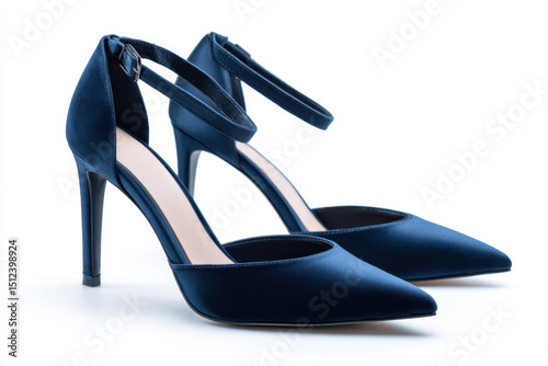 These chic blue pointed toe high heels feature a sleek design with an ankle strap, ideal for completing stylish outfits at formal gatherings or nighttime events, offering both comfort and elegance