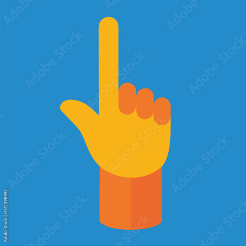 Hand Gesture Pointing Finger Up, Simple Illustration